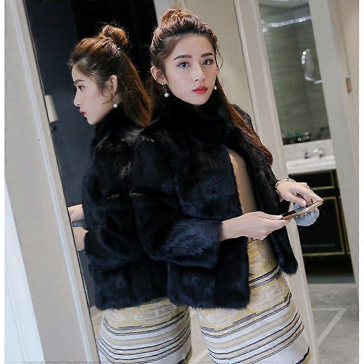 Lady Style Faux Fur Coat Ladies Stand Collar Short Fashion Coat