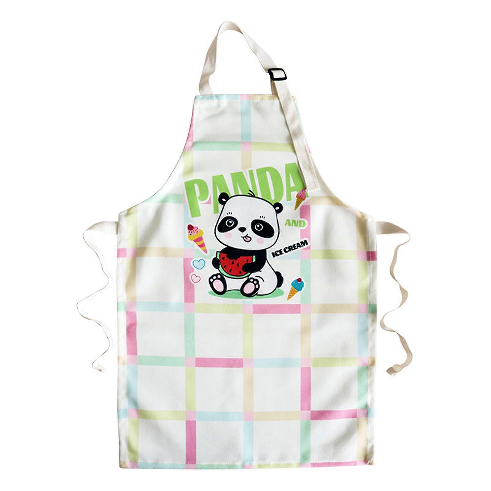Lovely Panda Kids Apron Lightweighted Polyester Waterproof For Little Chefs and Artists, Suitable for 3-8 Years