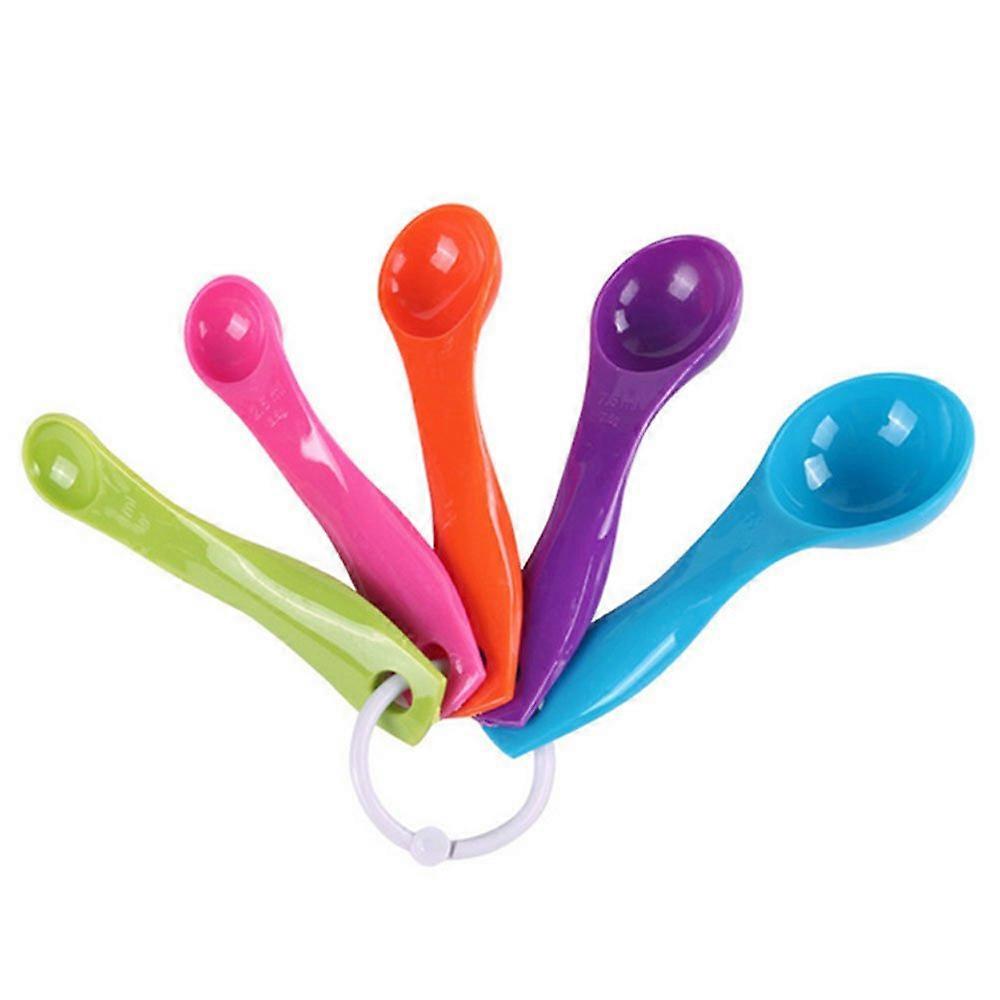 5 Sets Colorful Plastic Measuring Spoons, Durable Kitchen Baking Tools, Assorted Sizes for Accurate Cooking Measurements