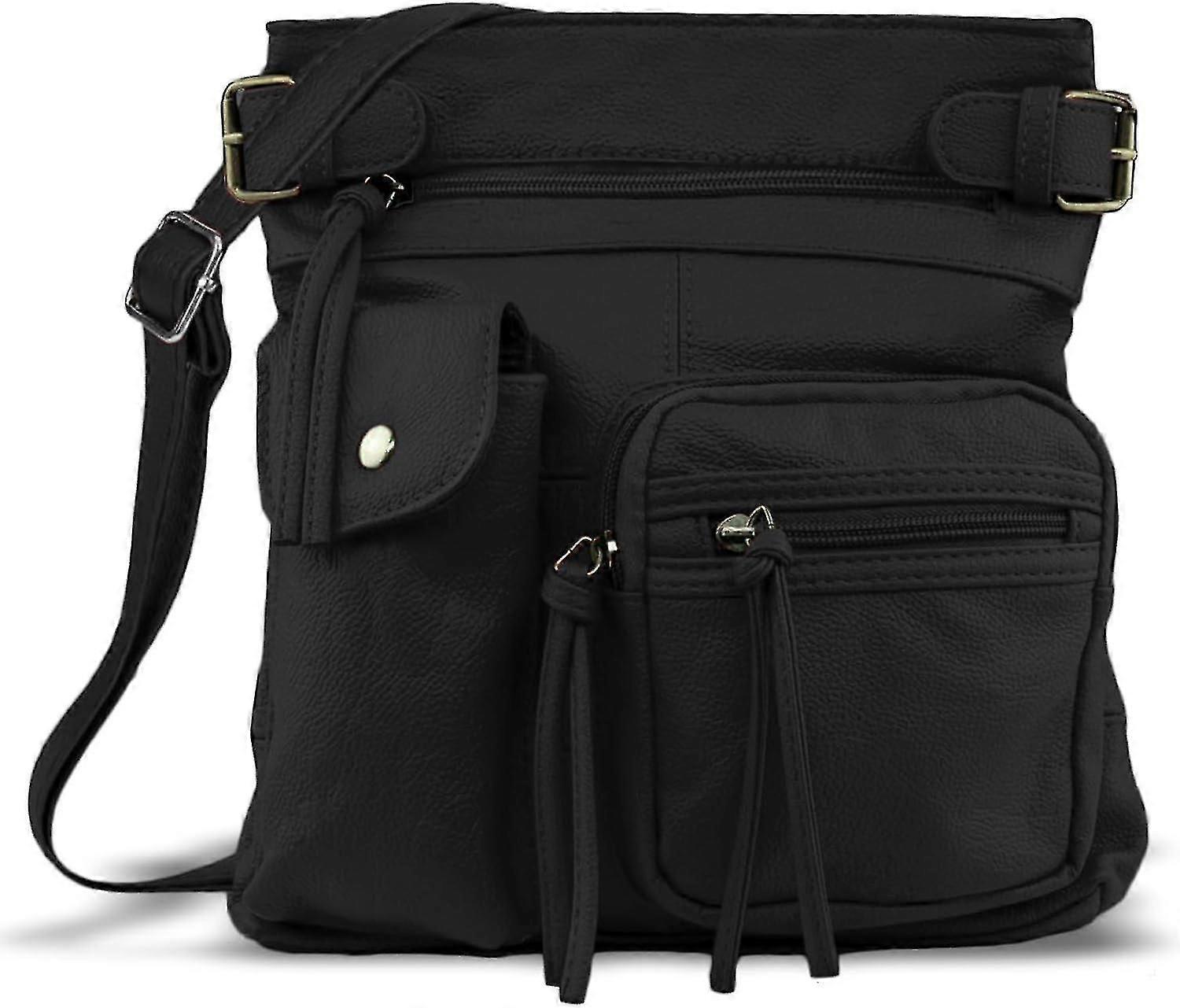 本革クロスボディバッグ - 非常に柔らかく丈夫な女性と男性用クロスボディバッグ - ブロンズ金具と調節可能なストラップ