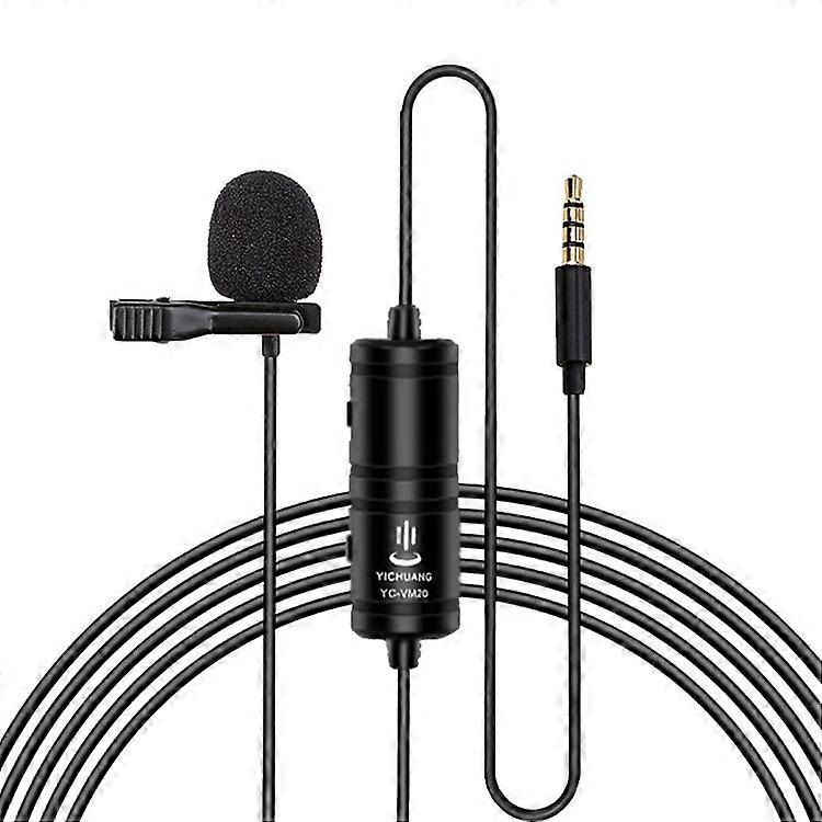 Mikrofon YICHUANG YC-VM20 3,5 mm port videooptagelse omnidirektionel lavalier mikrofon, kabellængde: 6m