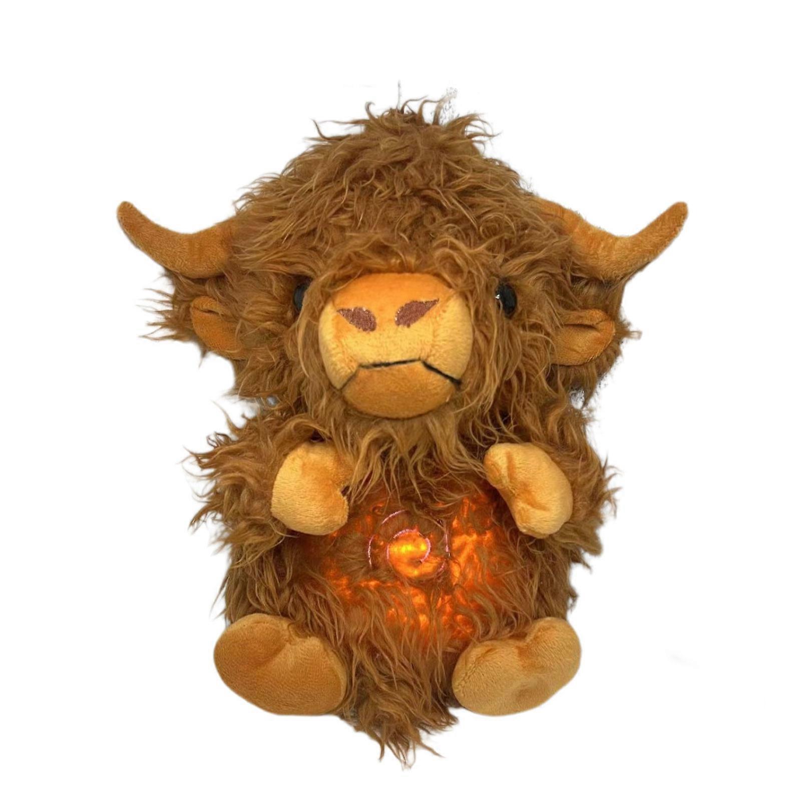 Calming Cow Plush Toy with Breathing Motions & Soft Glow Lights for Sleep