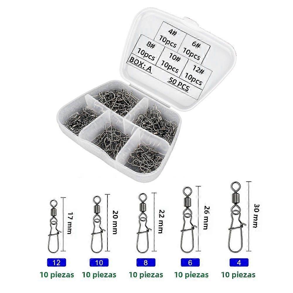 DNDYUJU 50pcs Stainless Steel Fishing Connector With Bearing And Slide Fishing Accessories For Lure Hook In Box