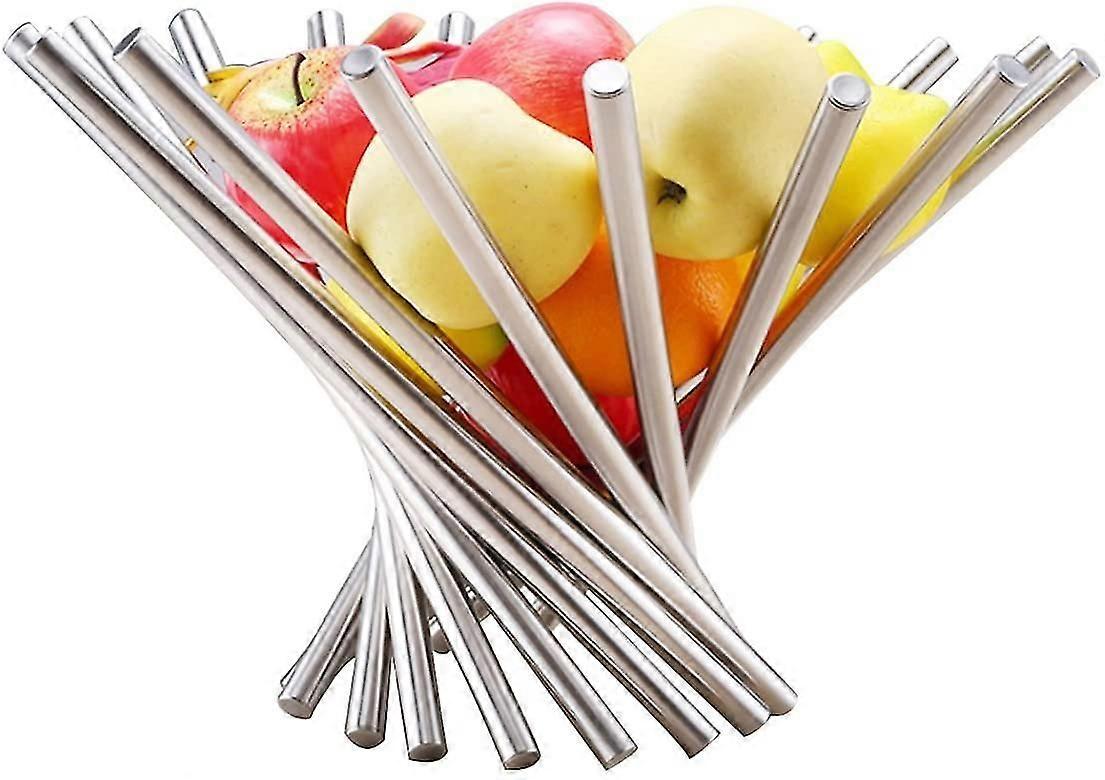 Stainless Steel Foldable Creative Fruit Basket For Kitchen And Decorative Storage