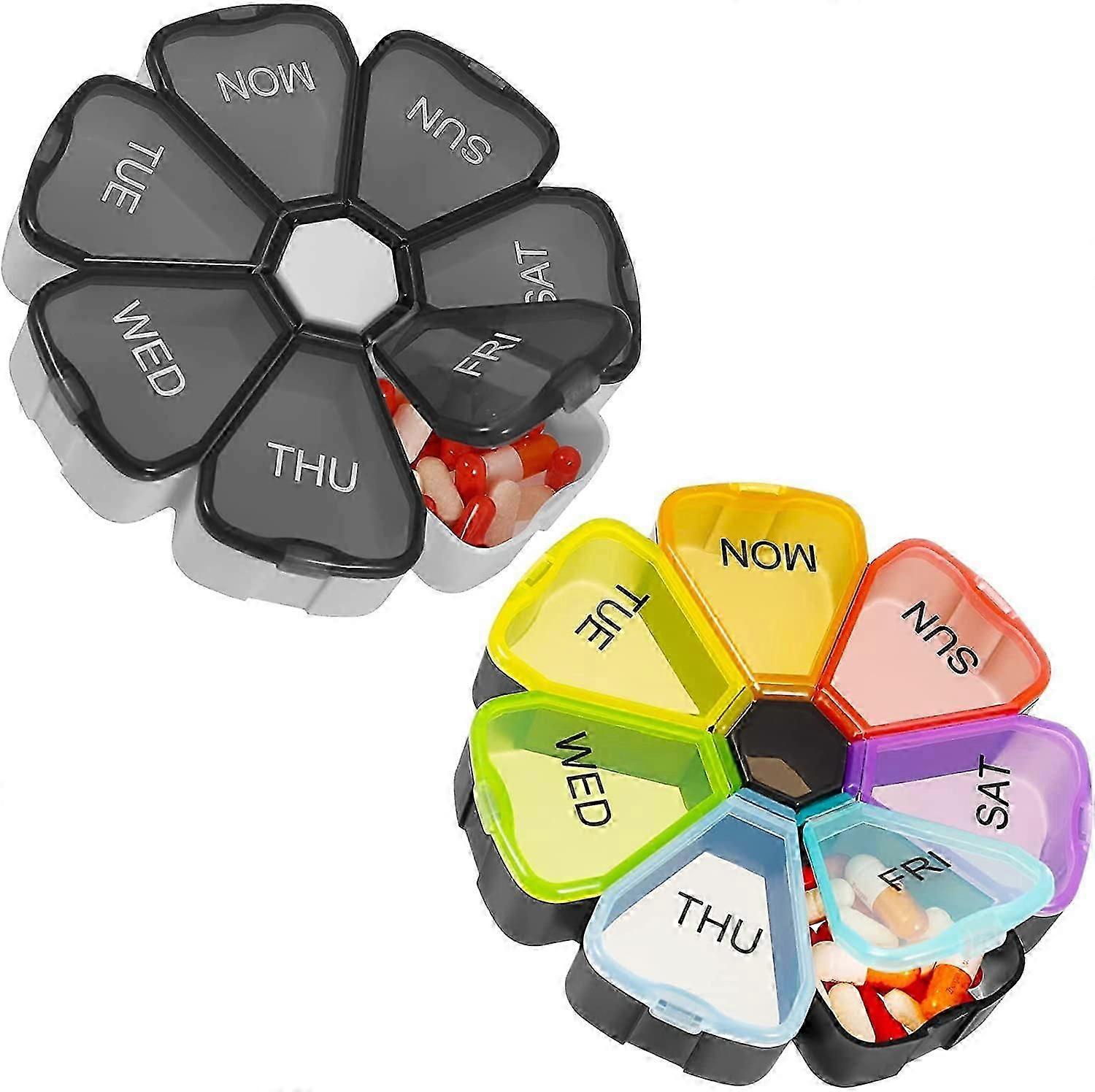 Dacitiery 2 pcs Portable Weekly Pill Box Organiser(Multi-Style01)