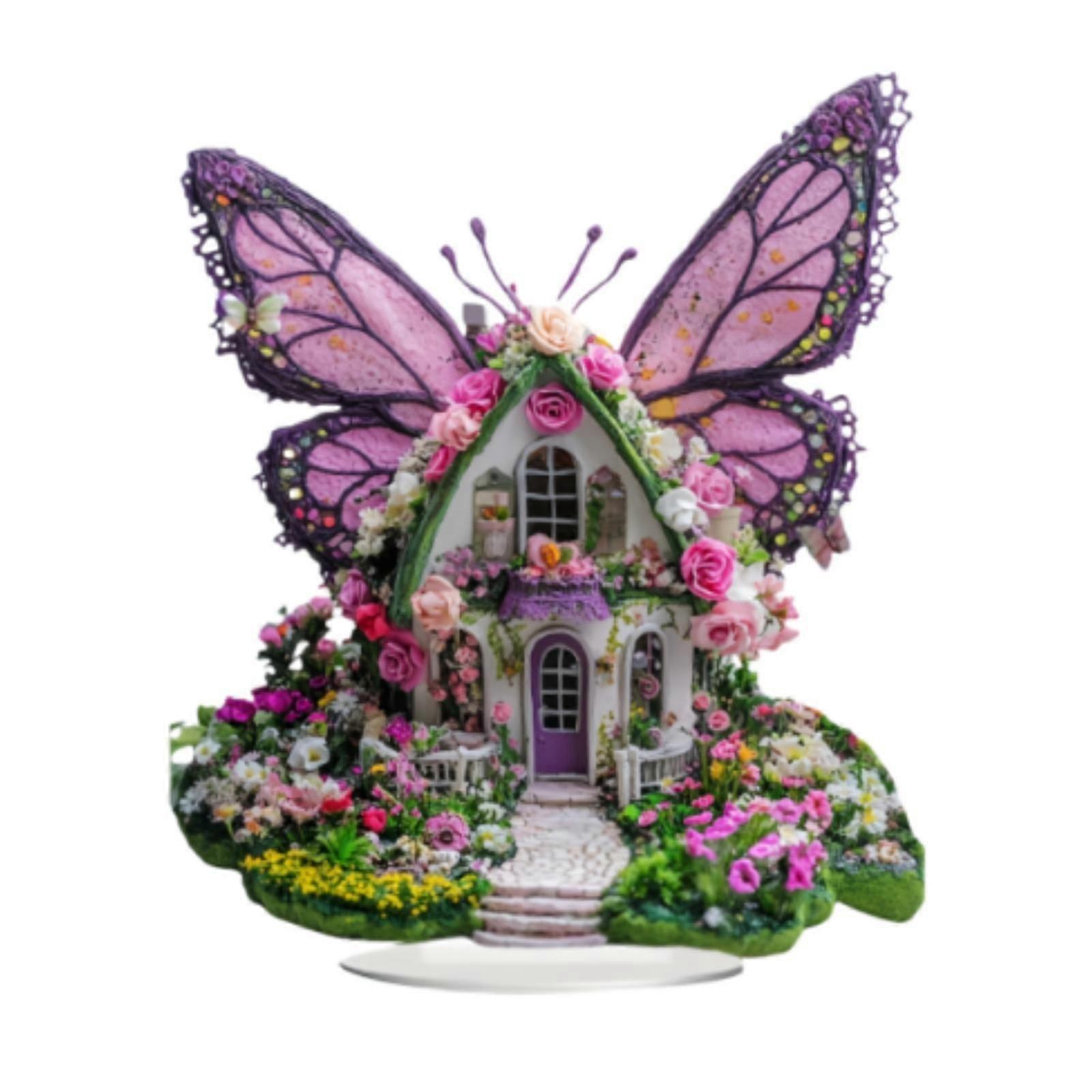 침실 캐비닛 책장을 위한 2D 나비 집 장식 휴일 탁상용 간판