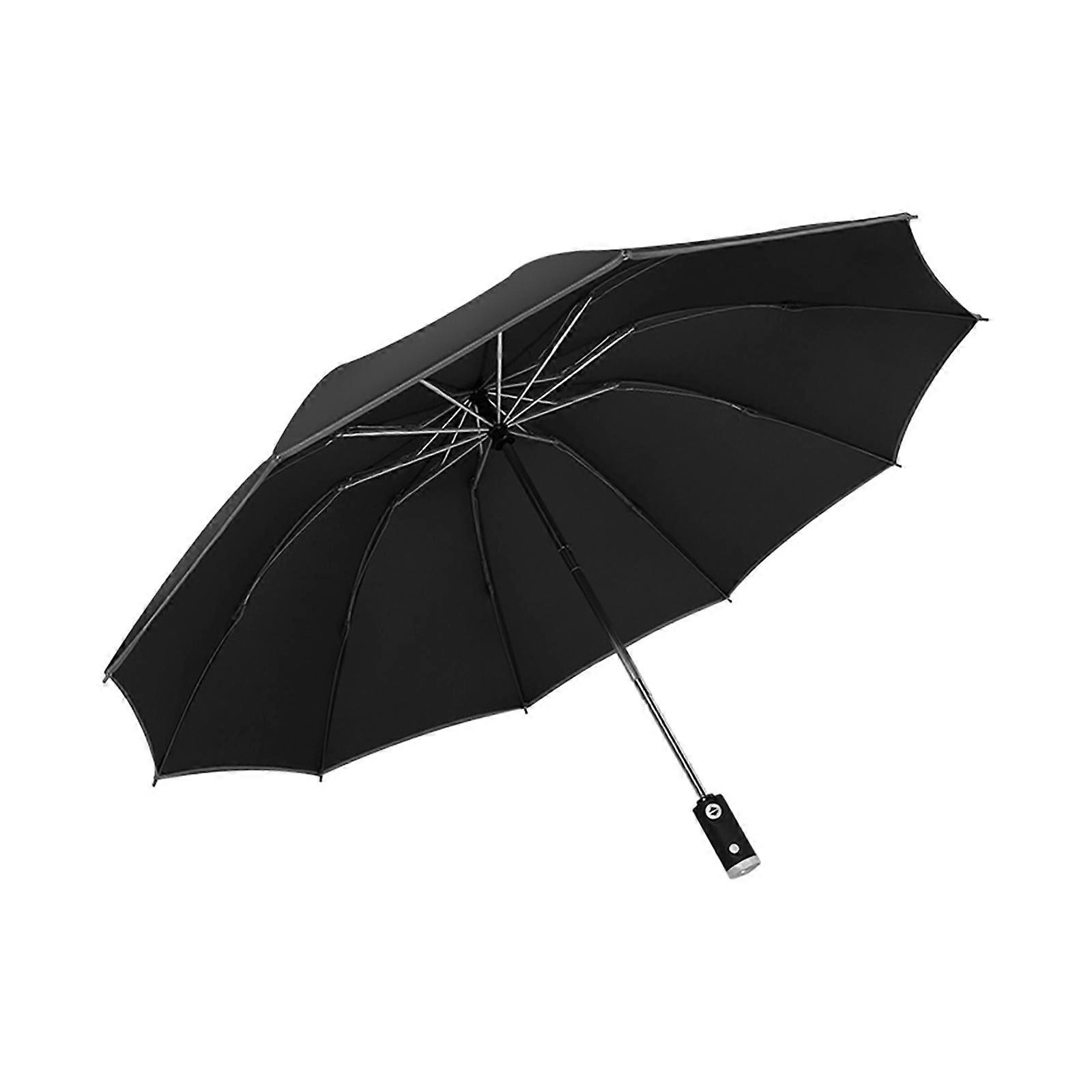 Automatic Umbrella Reverse Folding Business Umbrella With Reflective Strips Ring Buckle