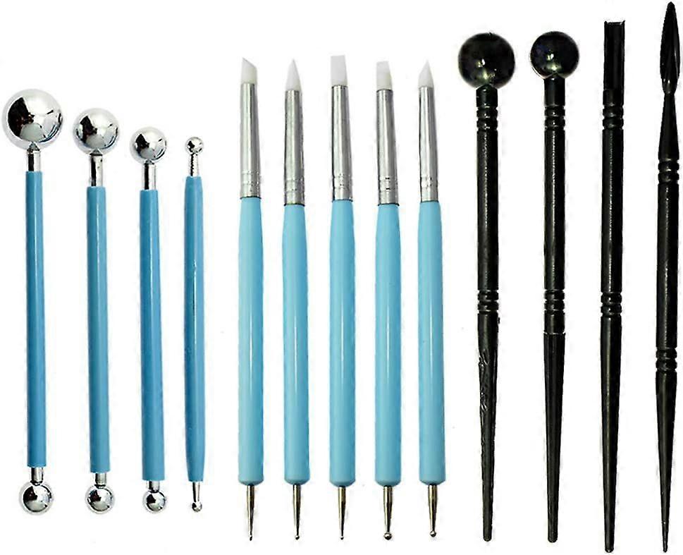 13pcs Polymer Modeling Clay Sculpting Tools, Dotting Pen, Silicone Tips, Ball Stylus, Pottery Ceramic Clay Indentation Tools Set Also for Cake Fondant
