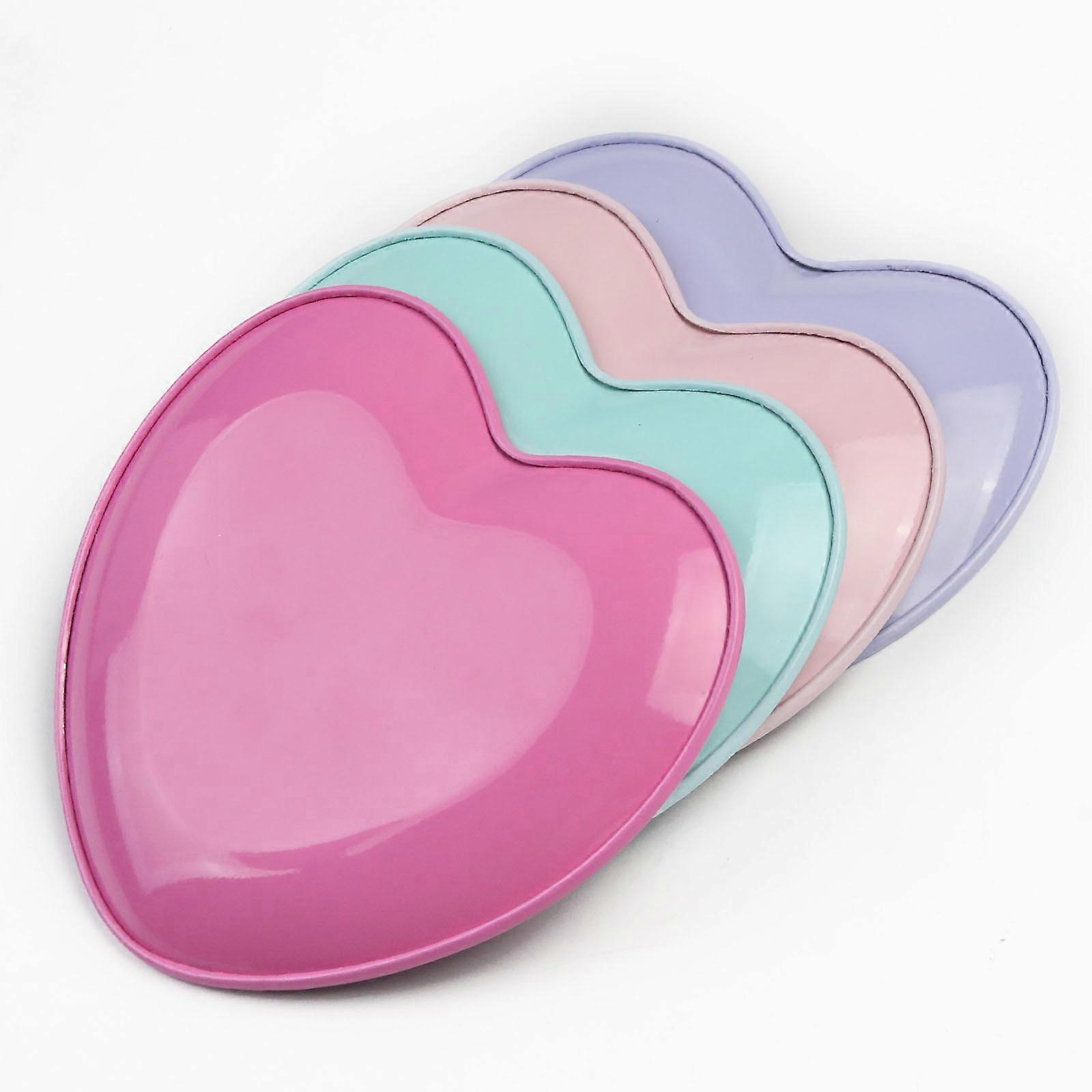 3 Stück Nageldesign-Paletten Herzform – Edelstahl-Mischpalette Für Nagellack & Gel