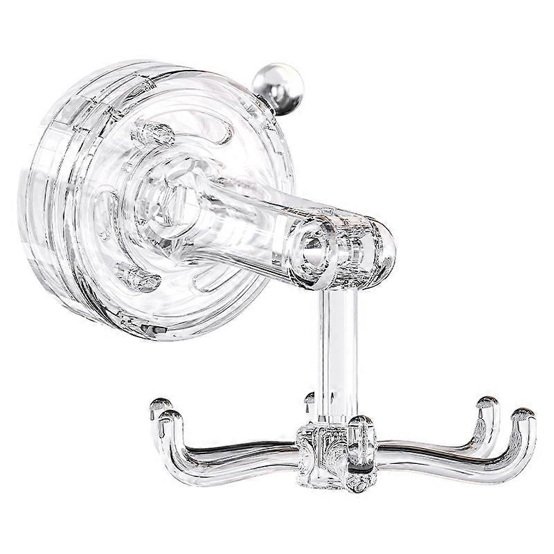 Multi-Function Suction Cup Wall-Mounted Rotating Hanger Utensil Holder with 6 Hooks-Transparent