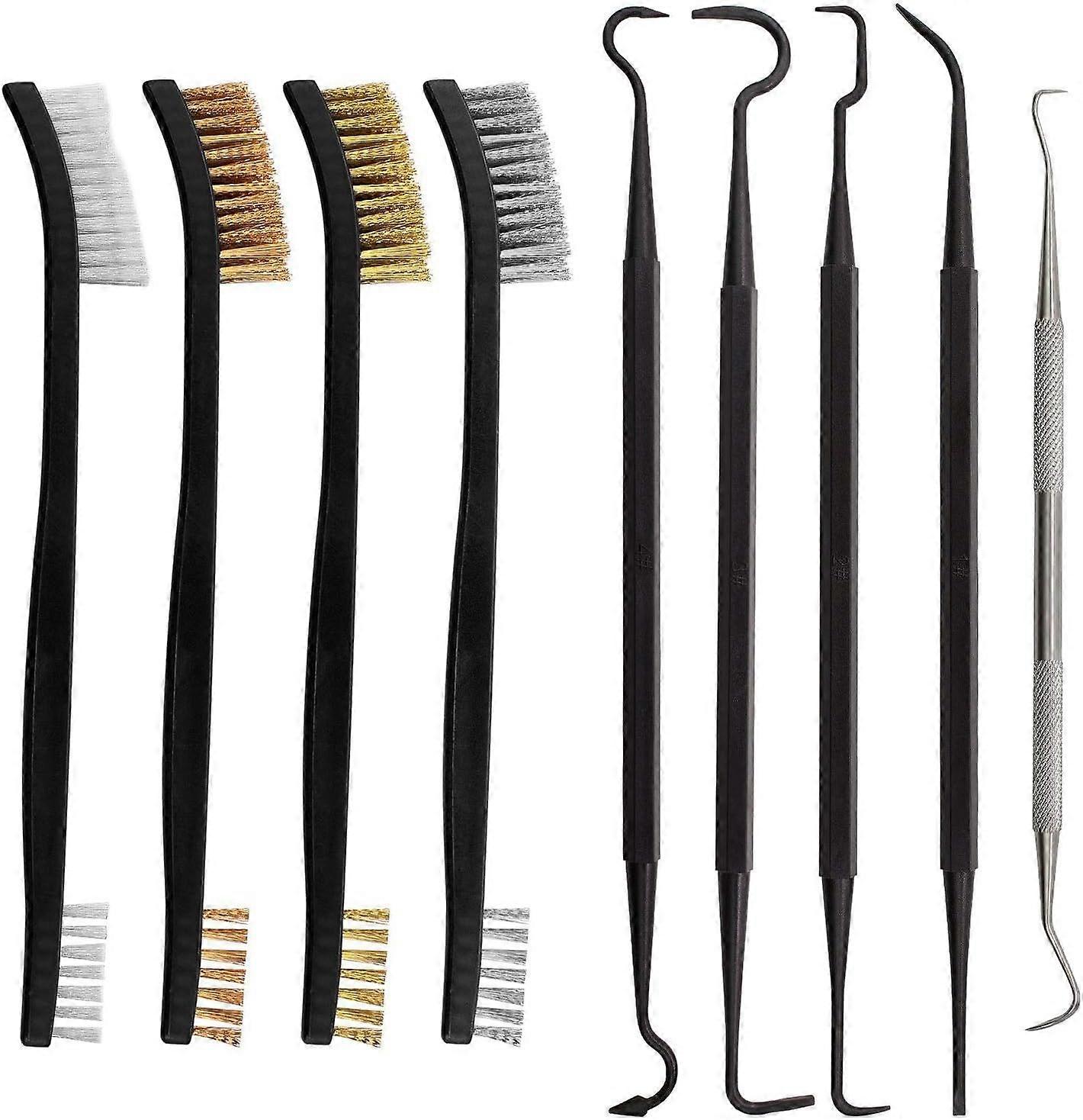 Utility Brush Set, Non-Breakable Design Thick Bristled End For Intense Scrubbing, Double Sided Bronze Brush With Thin Bronze End, Flexible Grooves