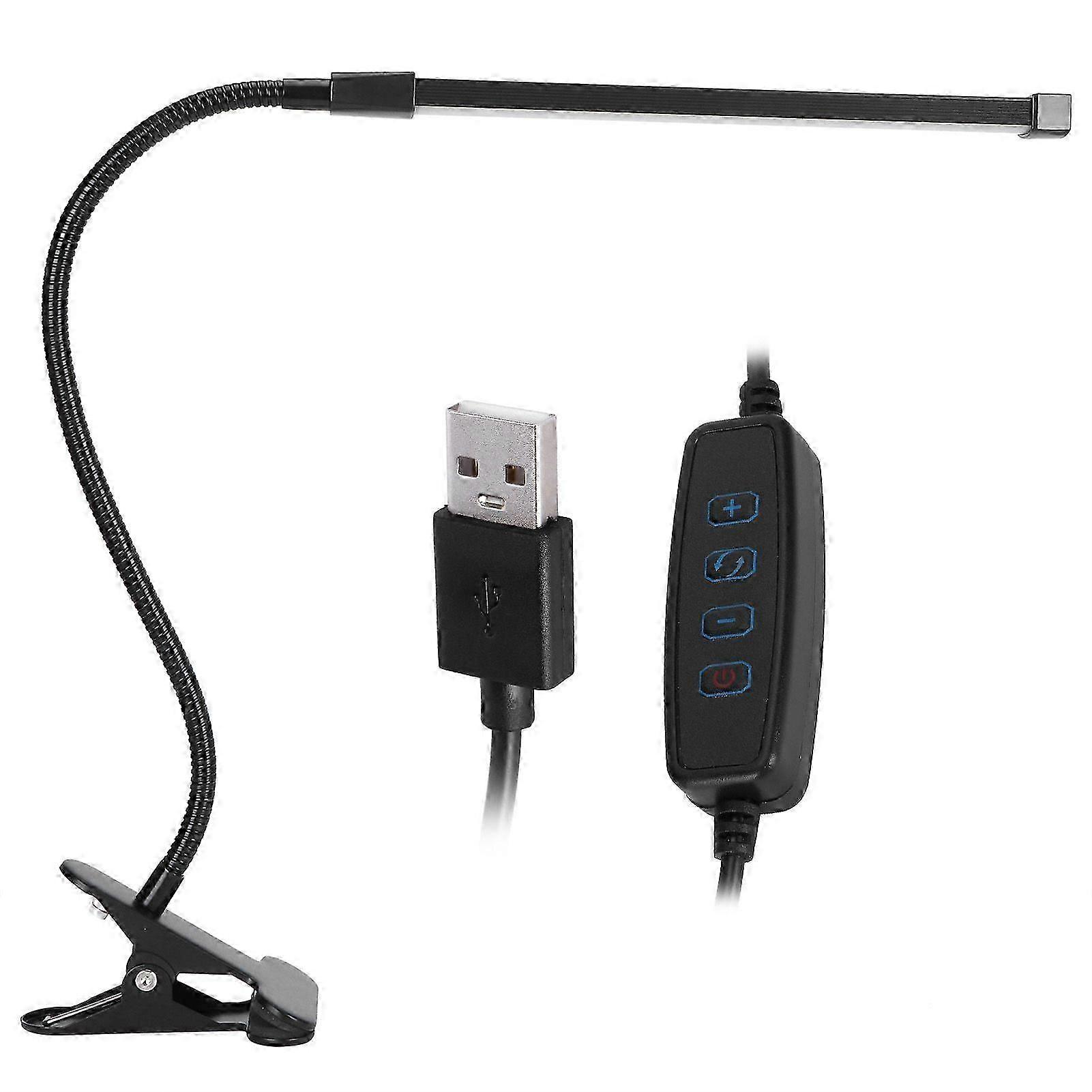 USB Powered LED Clip Light 3 Color Temperature Stepless Adjustable Reading Lights for Bedside