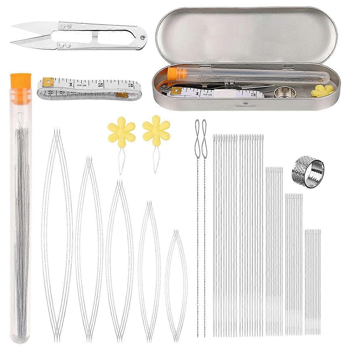 74 Pcs Beading Needles Set for Jewelry Making, Including Various Sizes and Types of Beading Needles