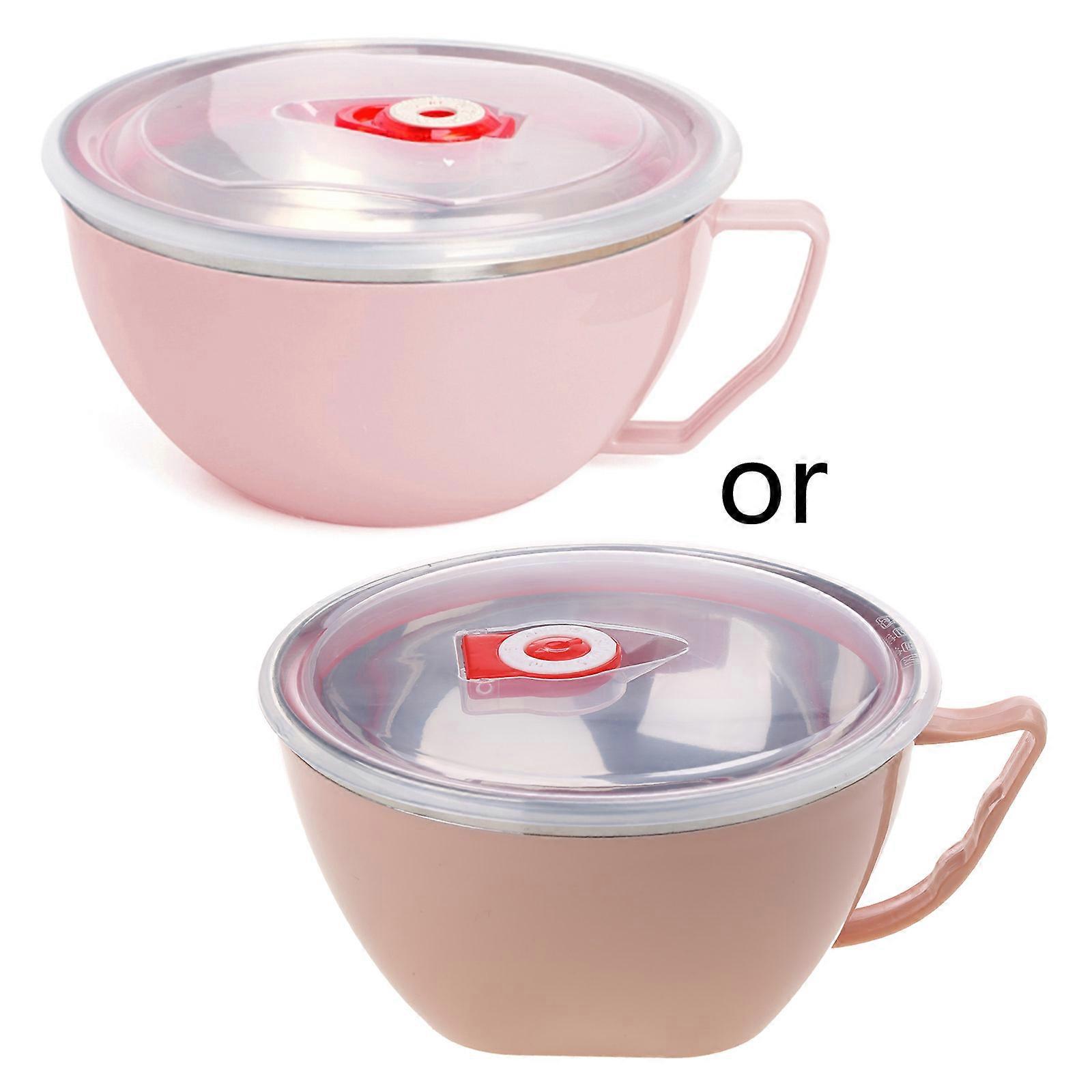 Double Insulated Antiscald Lunch Box Stainless Steel Bowl With Handle Tableware Quickly Noodles Mixing Bowl Enduring Blue