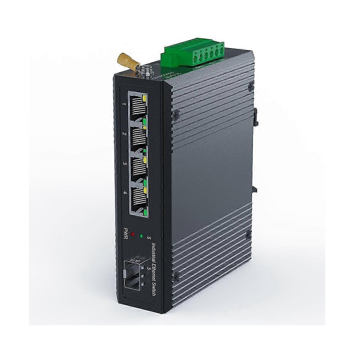 5 Port Industrial PoE Gigabit Din Rail Ethernet Switch, 4 Port Switch with SFP 10/100/1000Mbps IP40