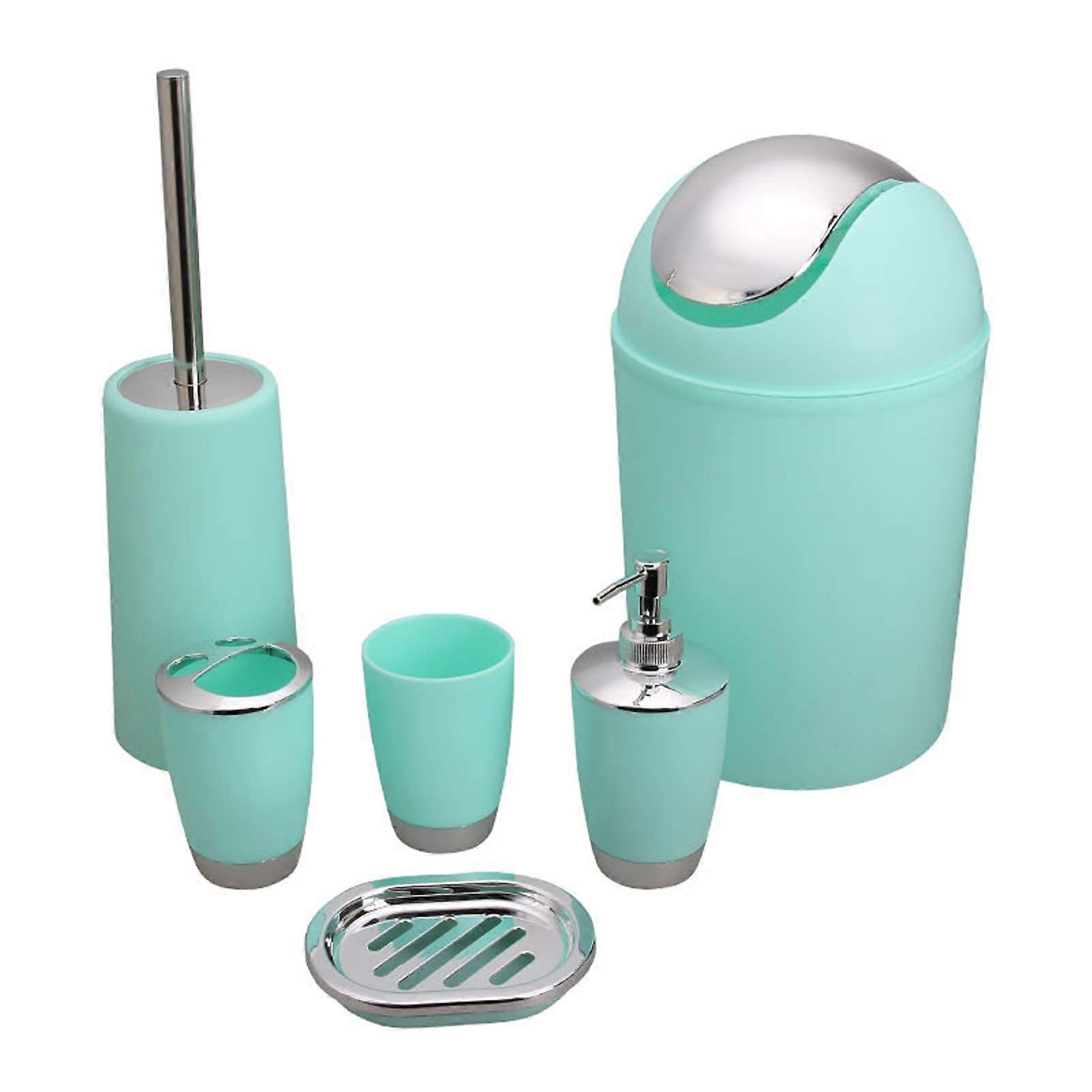 6 Pieces Plastic Bathroom Accessories Set in Modern Design, Durable Material, Ideal for Home Use, Multi-Color Options