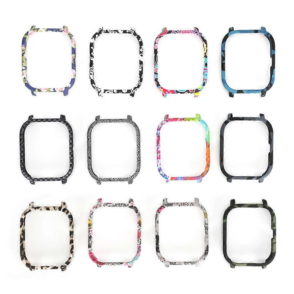 12pcs PC Watch Case Colorful Pattern Lightweight Protective Shell Fit for AMAZFIT GTS