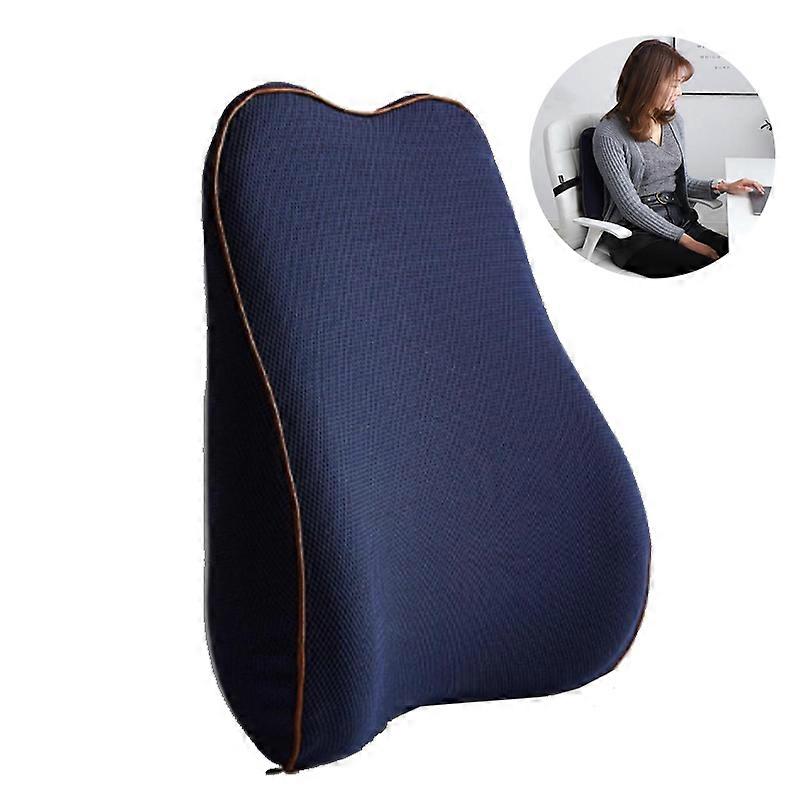 Cushion Office Chair Memory Foam Lumbar Support Backrest - Navy Blue