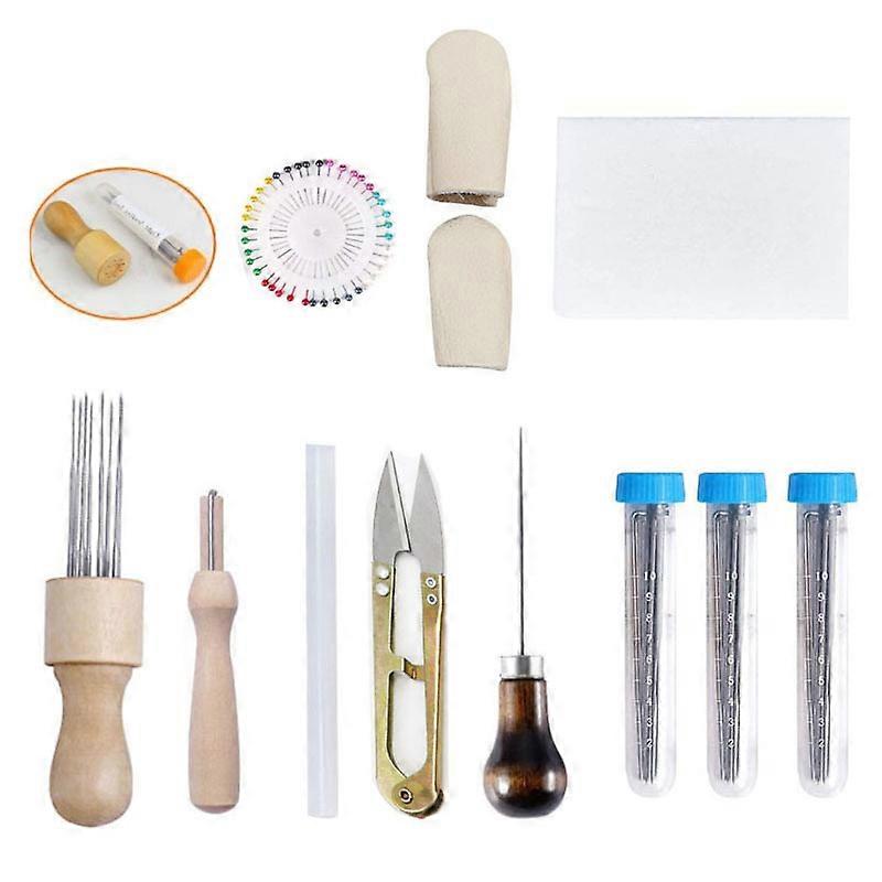 Wool Felt Tool Set Diy Poke And Prod Storage Box Positioning Needle Solid Wood Eight Needle Set