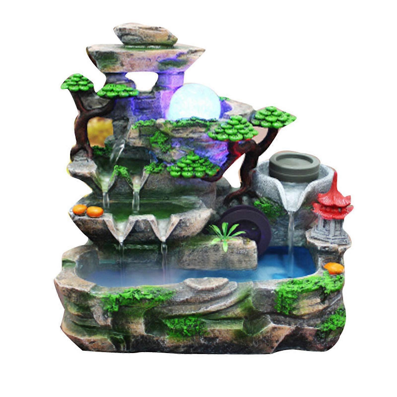 Indoor Water Fountain Desktop Waterfall Bonsai Tabletop Founta with Color LED Light