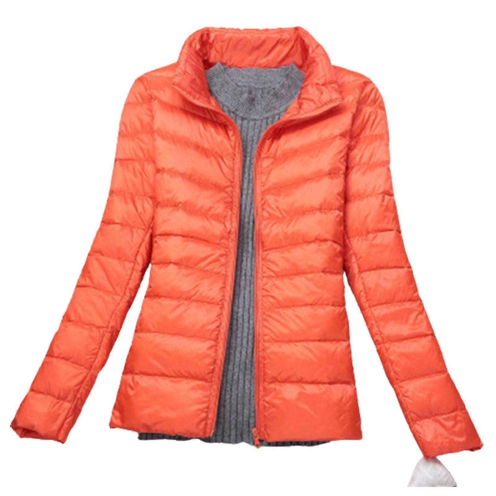 Women's Zip-Up Down Jacket with Stand Collar for Cold Weather