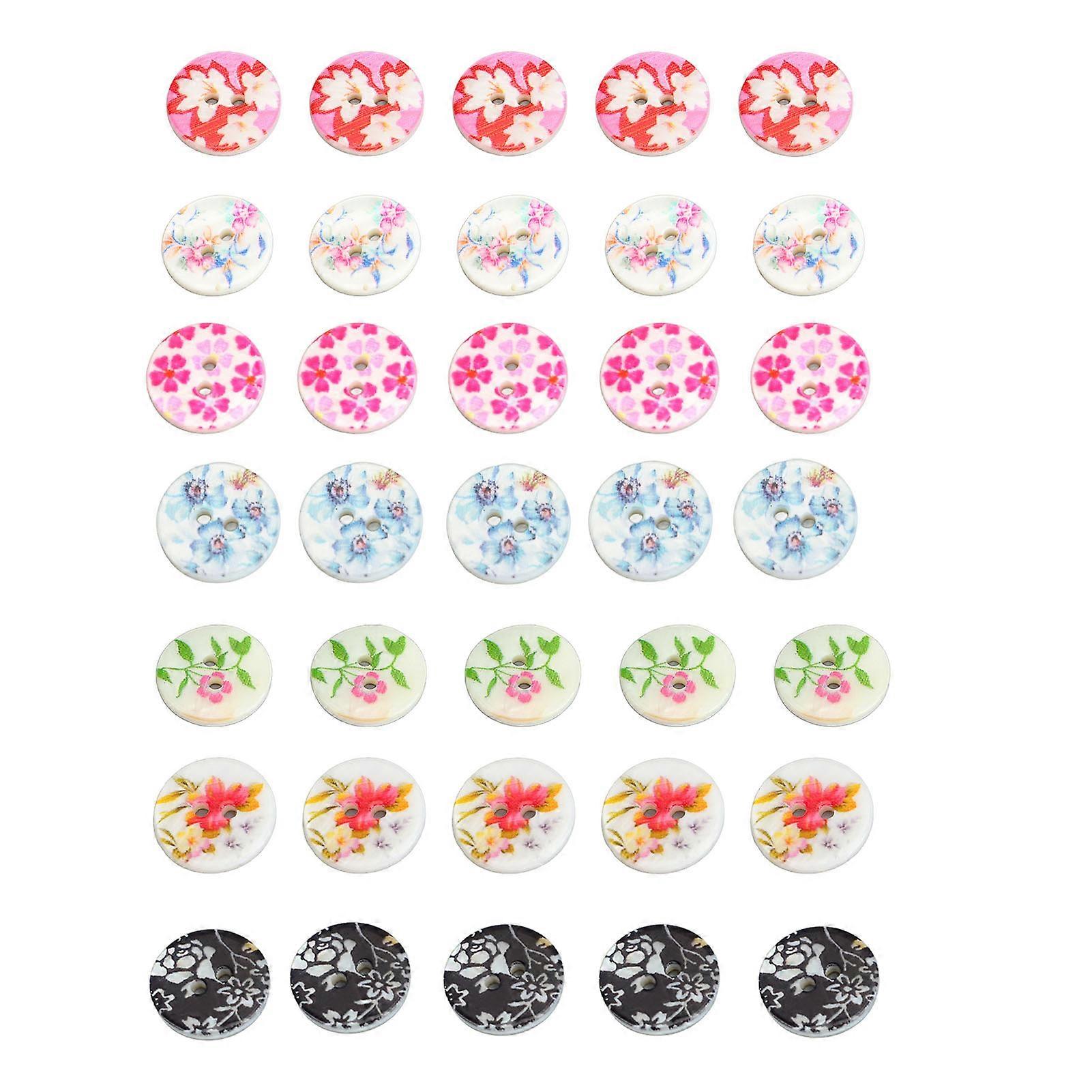 40Pcs 15mm Shell Button 2 Hole Waterproof Decorative Button Set for Sewing Projects Crafts Game