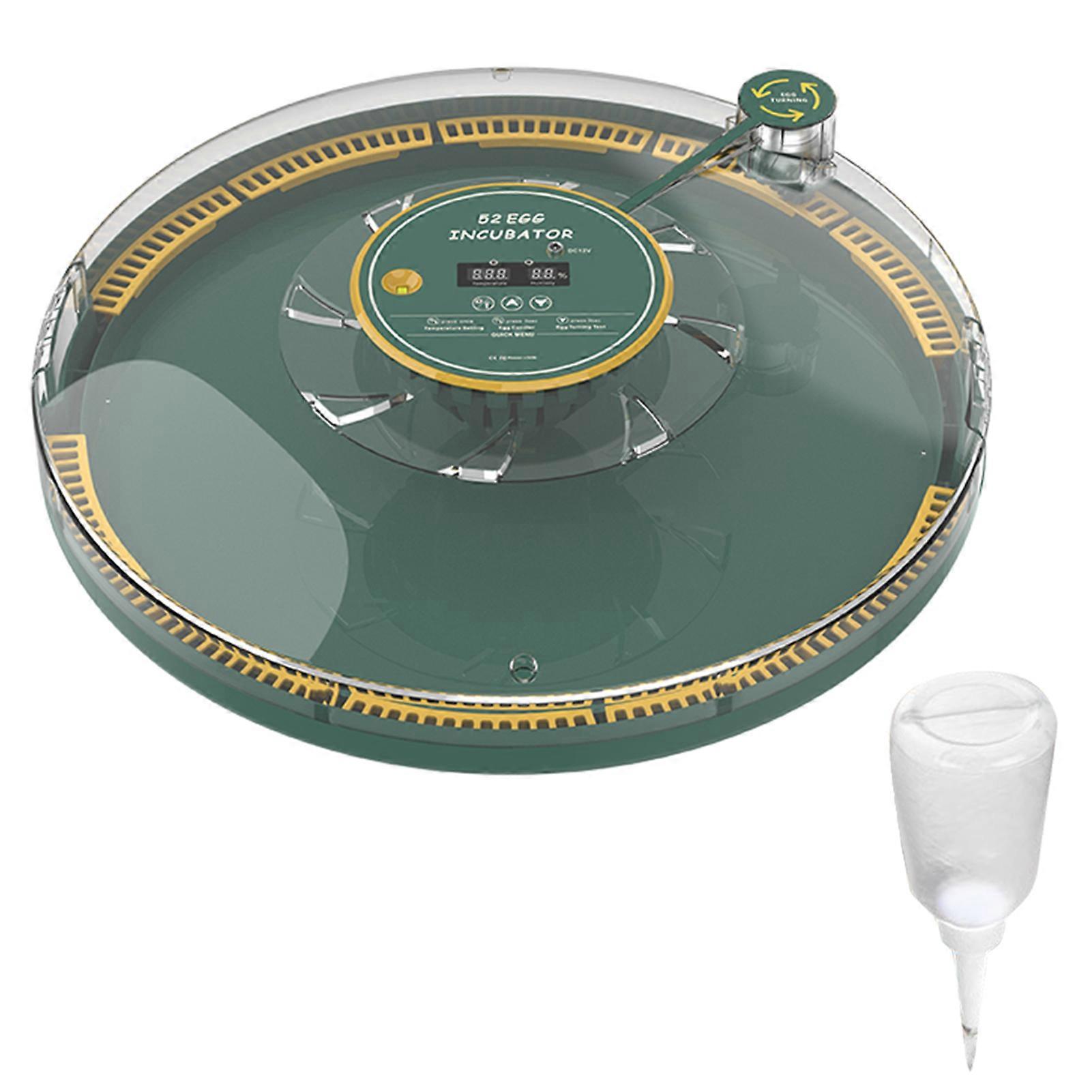 52 Egg Incubator Intelligent Fully Automatic Mini Poultry Hatcher with Egg Turning LED Candler Temperature Humidity Control Dual Power External Water
