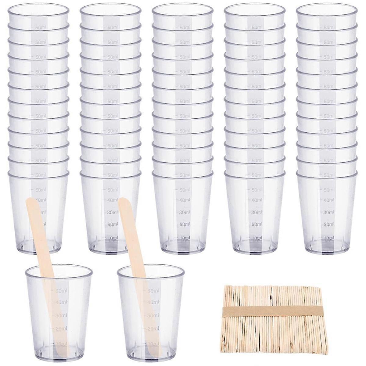 90PCS Epoxy Mixing Cups Kit, with 50 Pack Wooden Stirring Sticks 50ML