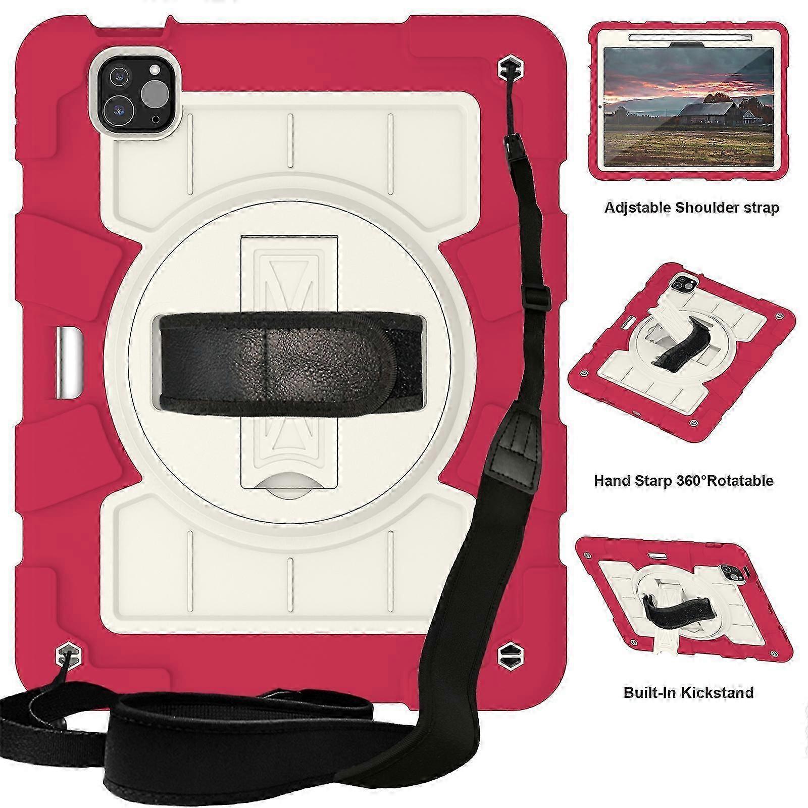Silicone Hybrid PC Shockproof Tablet Case with Shoulder Strap