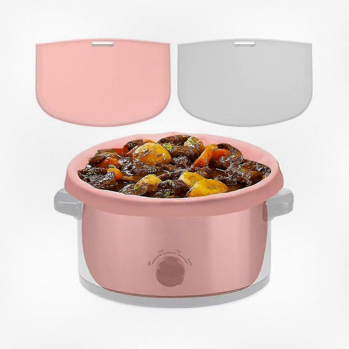 2er-Pack wiederverwendbare Slow Cooker Liner - Silikon-Kochbeutel geeignet für 6-Liter-Töpfe (grau + lila)