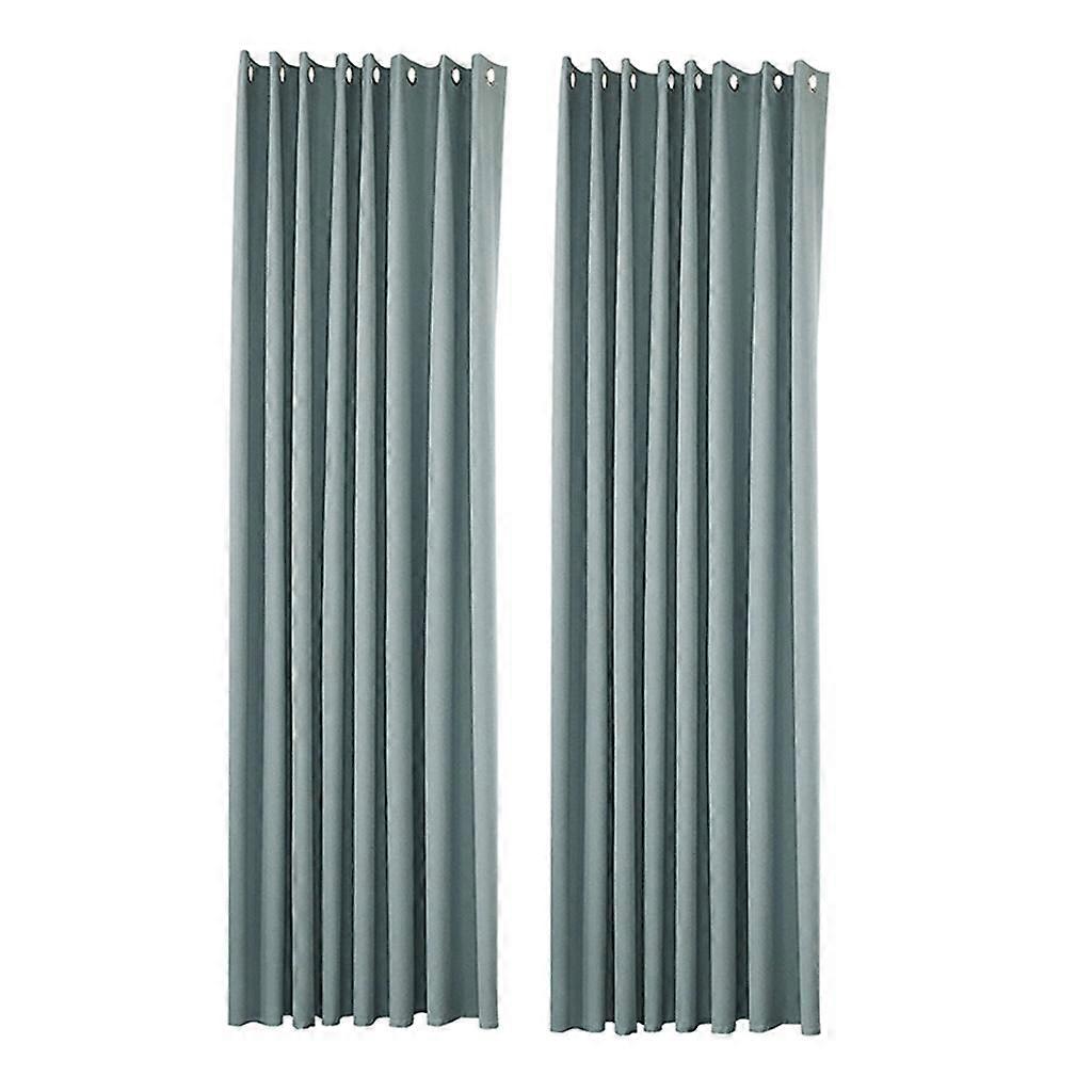 2pcs Solid Outdoor Window Curtain Sunlight Waterproof Drape Patio Decor