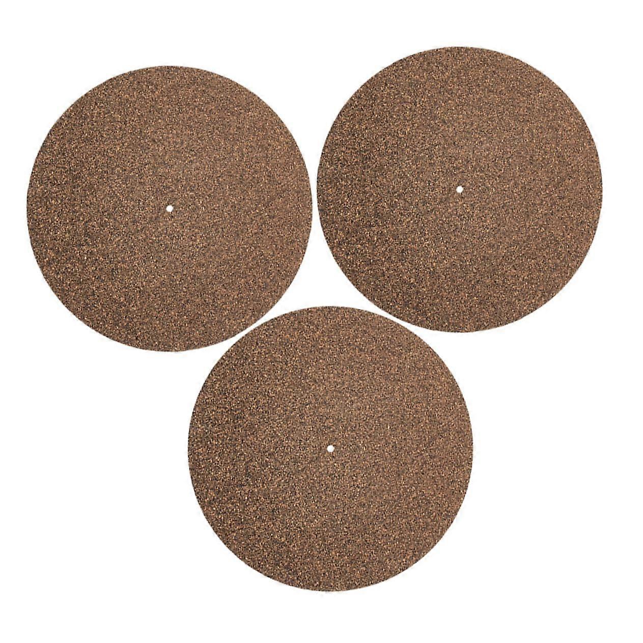 3pcs Cork Record Player Mat for Turntable Vinyl Record Pad Soft Cork Slipmat Black Universal Fit