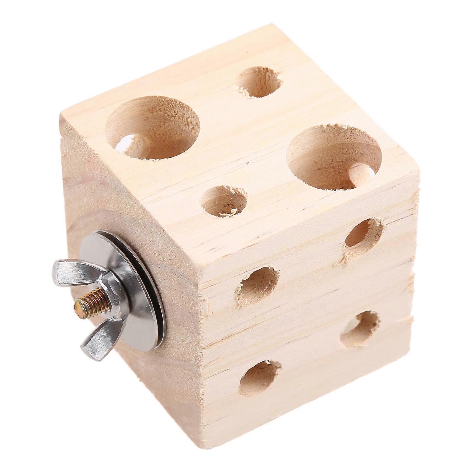 Bird Wooden Block Chewing Toy Parrot Tabletop Puzzle Foraging Training Toys Biting Wood Teething Toy for Small Animals