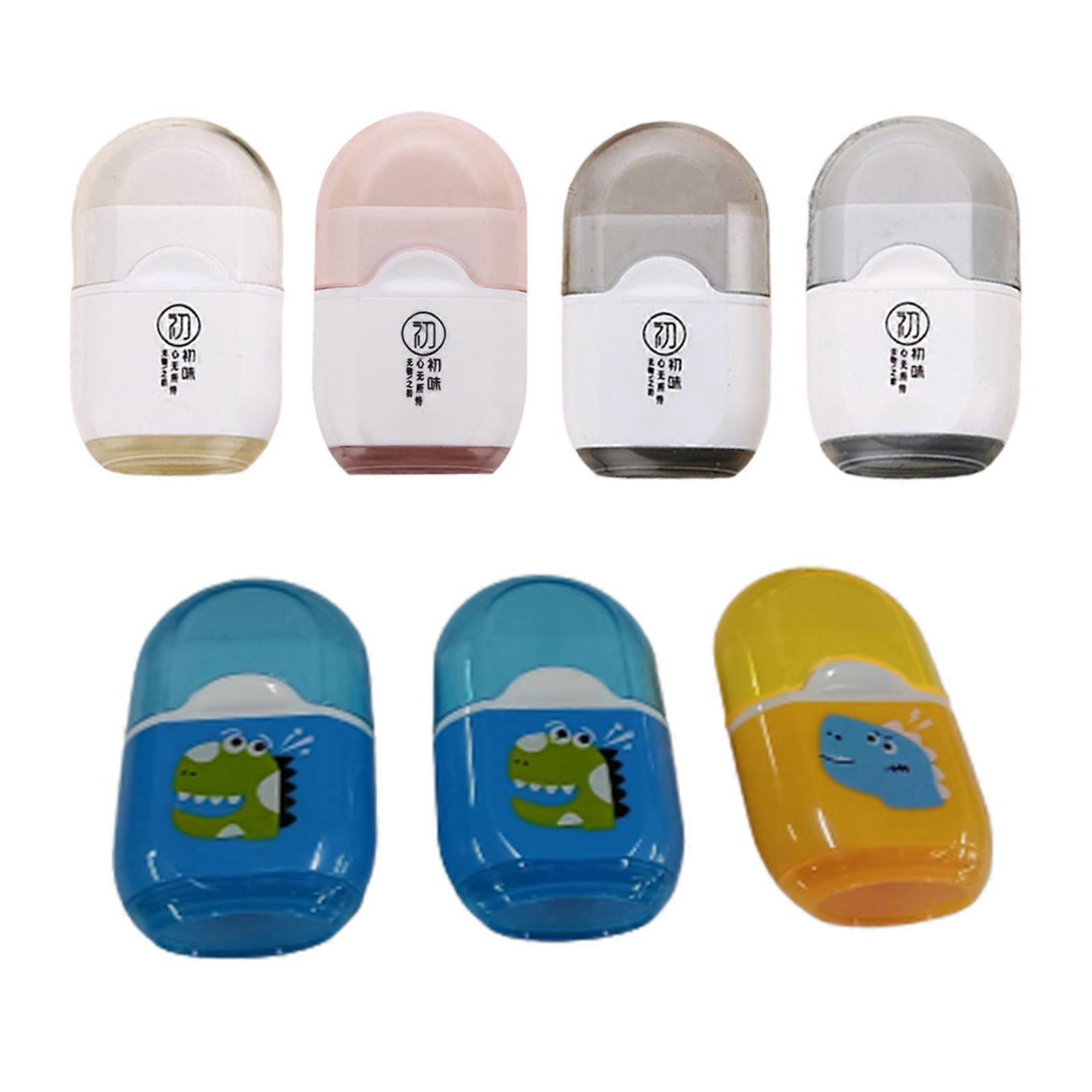 Portable Student Eraser Clear Cover White Eraser with Single Hole Pencil Sharpener Eraser Pencil Sharpener 2-in-1