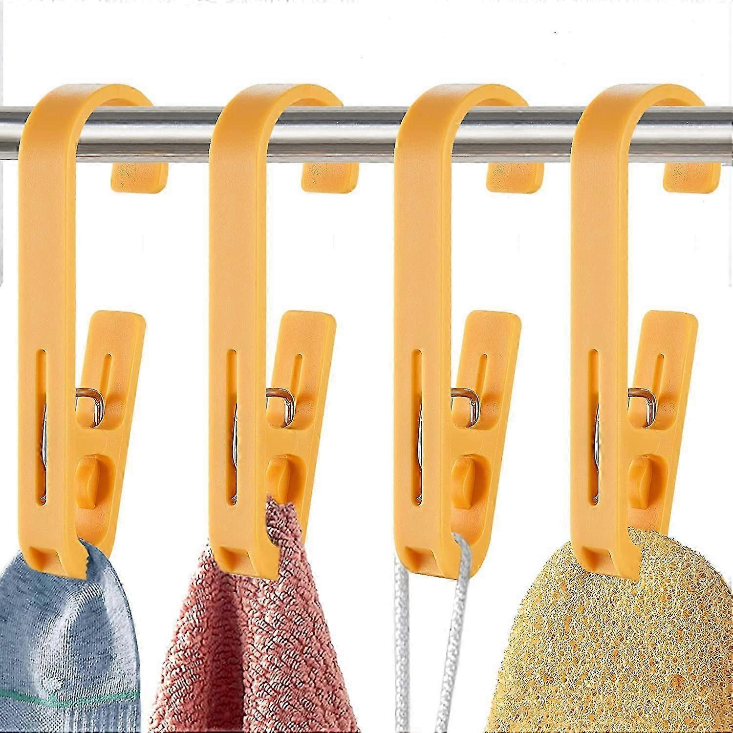 4Pcs Laundry Hooks with Clips for Closet Organizer Clamps Suitable for Socks and Towels (Grey)