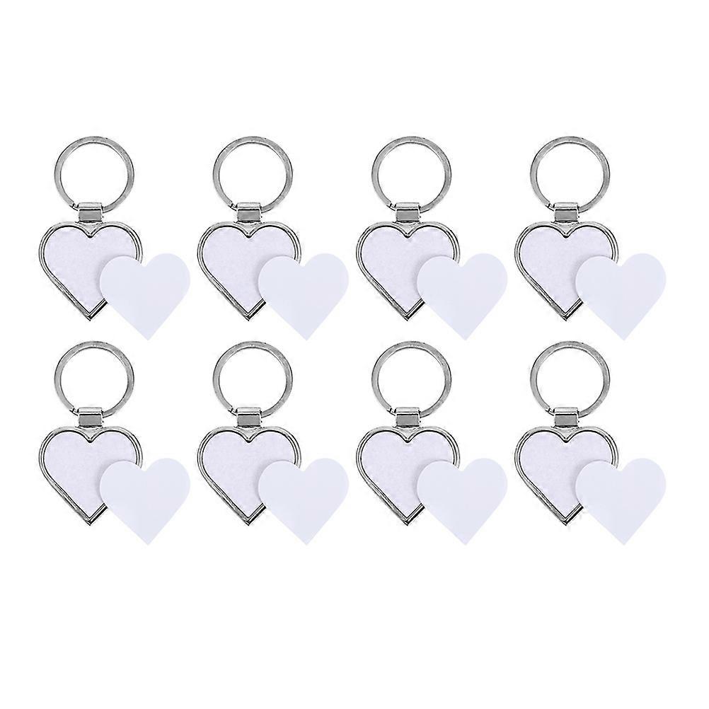 FRCOLOR 8pcs Blank Key Ring Heat Transfer for DIY Key Chain Pendant Decor