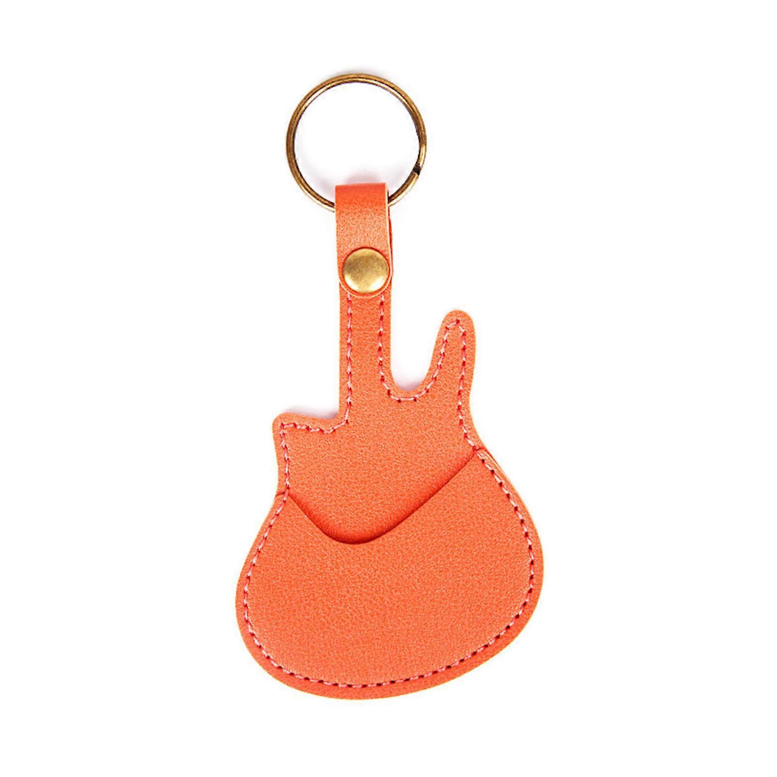 Guitar Plectrum Storage Bag Guitar Shape Guitar Pick Pouch Practical Pick Container PU Texture Suitable for Storaging Orange
