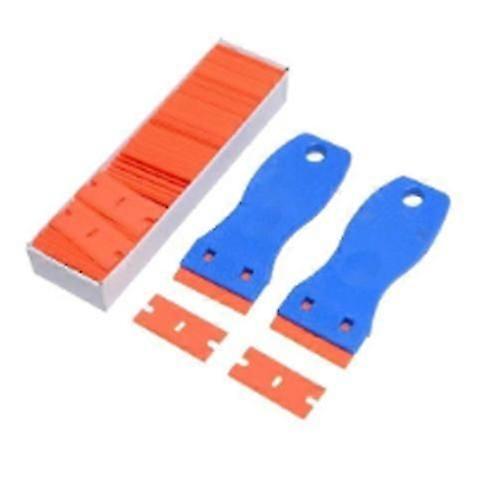 2 pcs Ceramic Hob Scraper Glass Griddle Scraper with 100 Plastic Scrapers, for Removing Labels, Glue, Painting Stickers and Decals