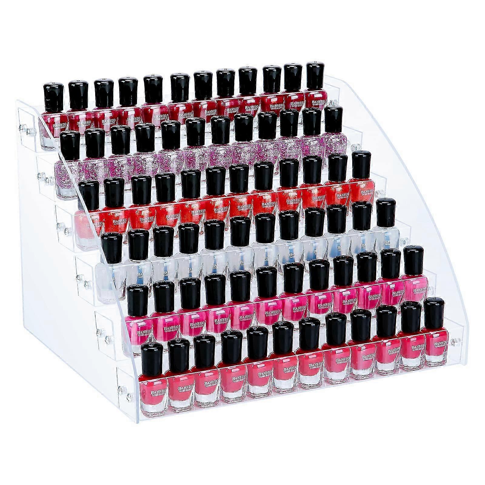 2025 Nail Polish Storage Rack 6-Layer Acrylic Display Stand Glasses Stand Fine Ink Storage Rack Can Hold 96 Pieces (Suitable for 1-2 Ounces Bottles)