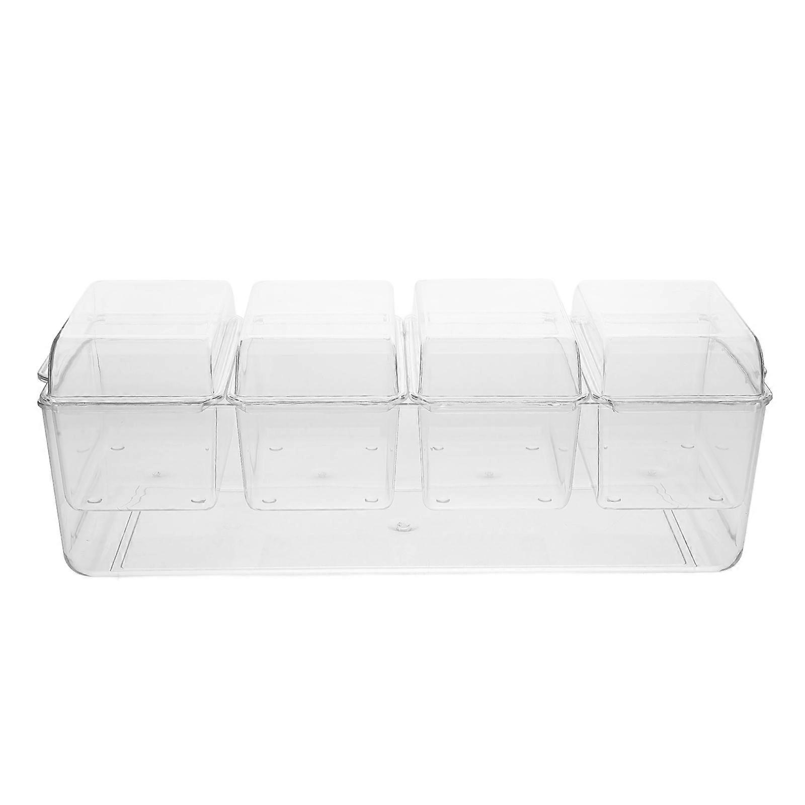Freshness-Preserving Condiment Holder, Chill Tray with Lid and Removable Sections
