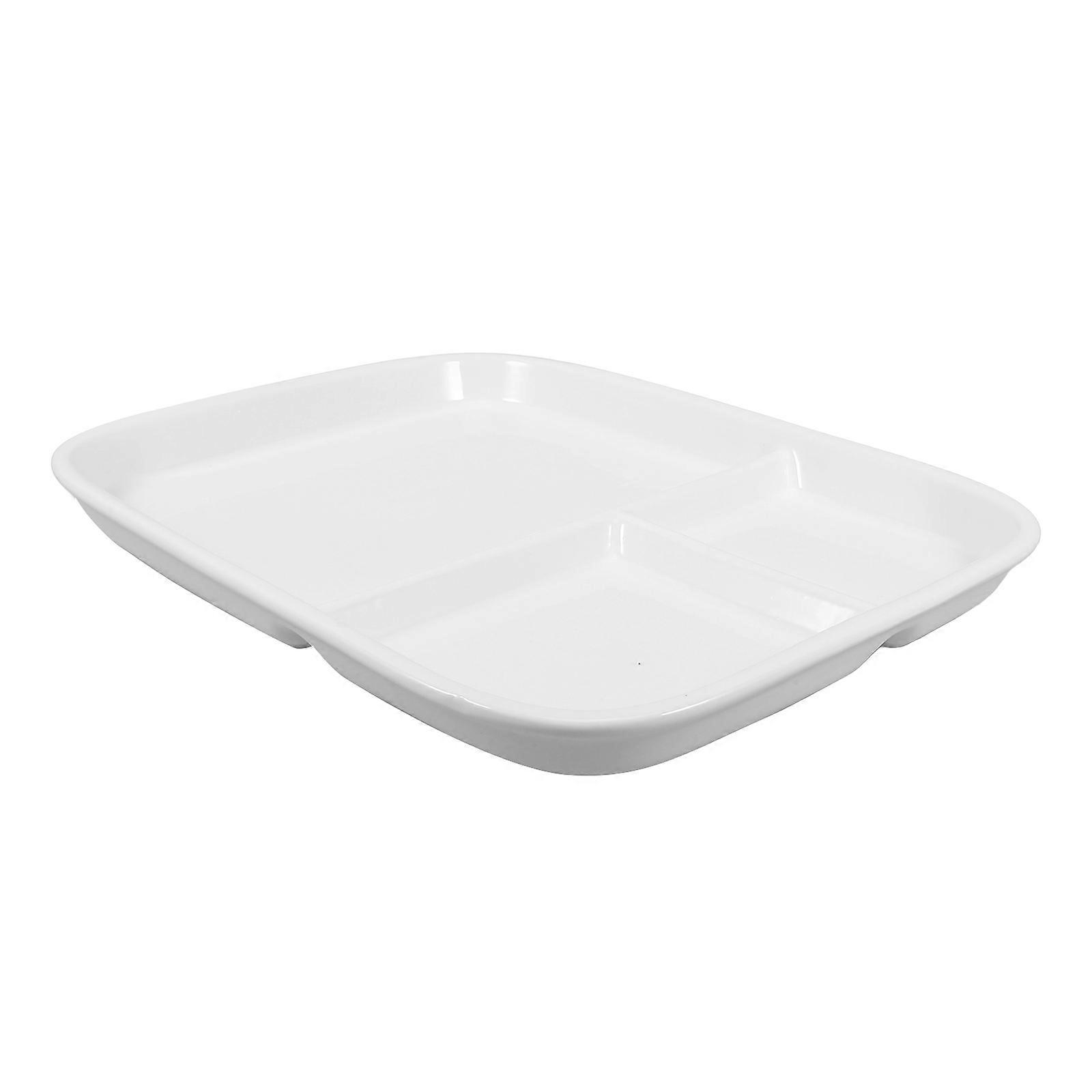 Square Bone China Plate White Porcelain Breakfast Plate with Compartments, Versatile Ceramic Tableware for Home, Restaurant & Catering Use