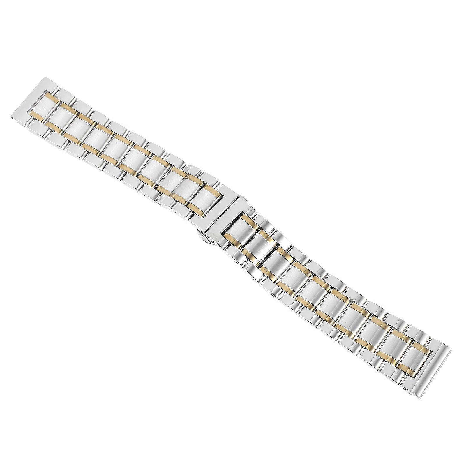 Metal Watch Strap Replacement Accessory Five-Link Solid Design Butterfly Clasp Silver 1Pcs