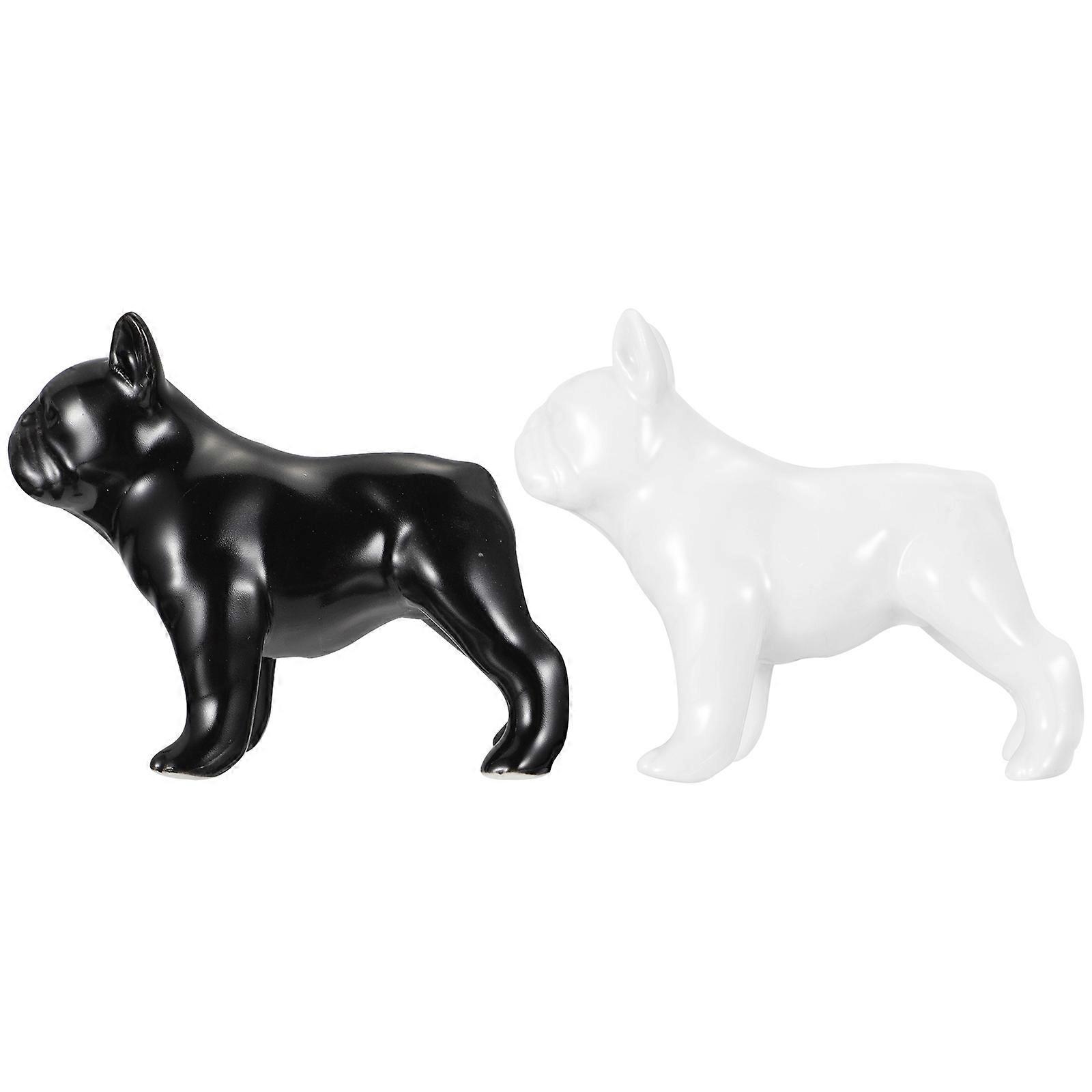 庭の芝生イベント雰囲気の飾りのためのセラミック犬の像アソートカラー7.5x5.8cm 2個