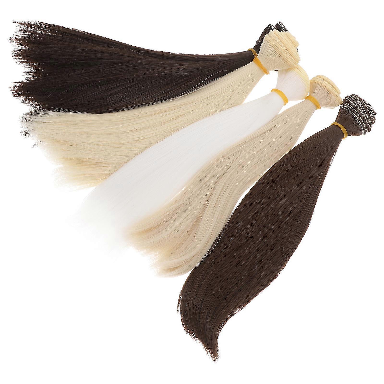 5PCS Synthetic Straight Doll Hair Wefts for DIY Wig Extensions – Mixed Color Decorative Hair Accessories for Weddings and Party Styling