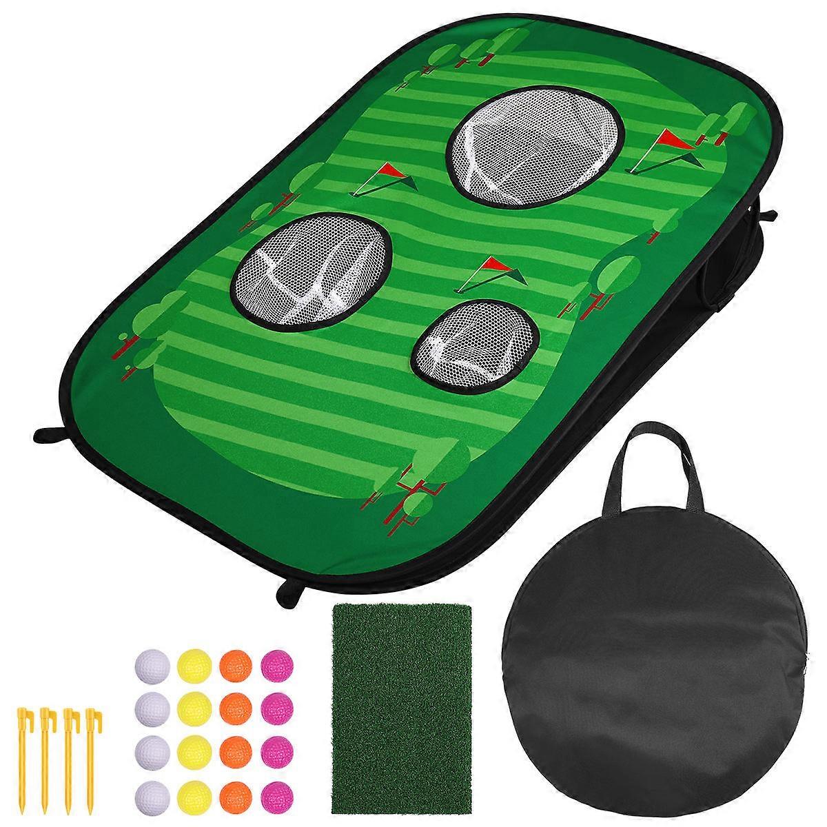 Golf Chipping Net Clispeed Foldable Game Indoor Practice Rectangular Shape Green Color 1Set