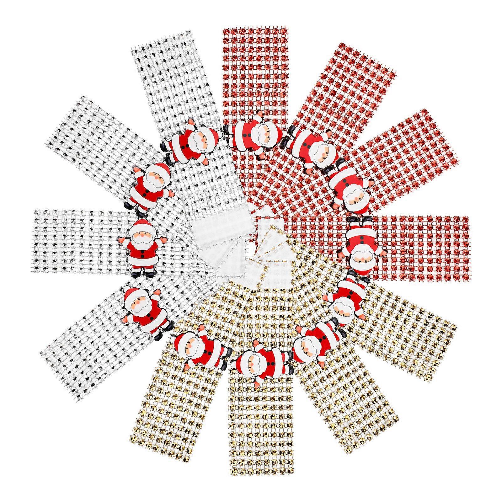 Festive Napkin Rings Serviette Buckles Holders for Dining Table Christmas Dinner Decorations Silver 12Pack