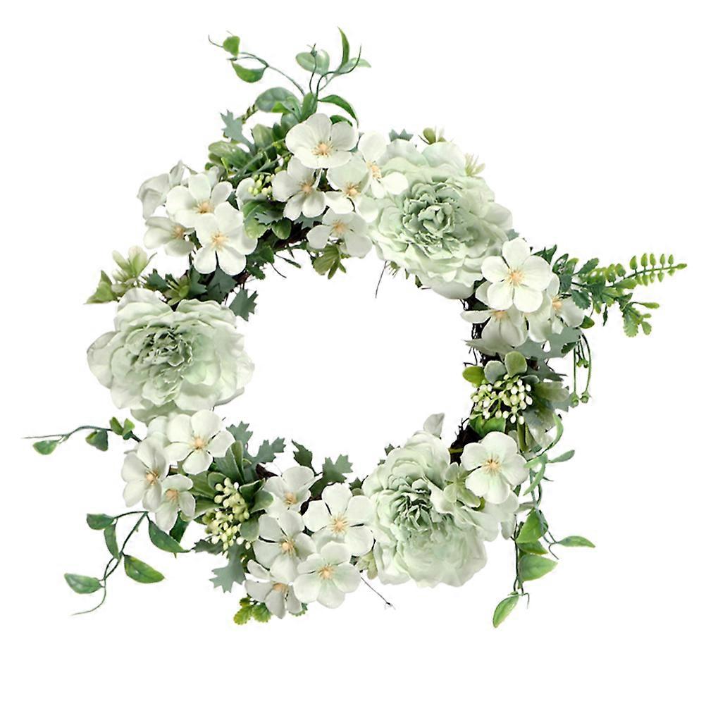 Faux Green Camellia Garland Wreath for Home, Wedding, Party Decor – Easy Install, No Maintenance