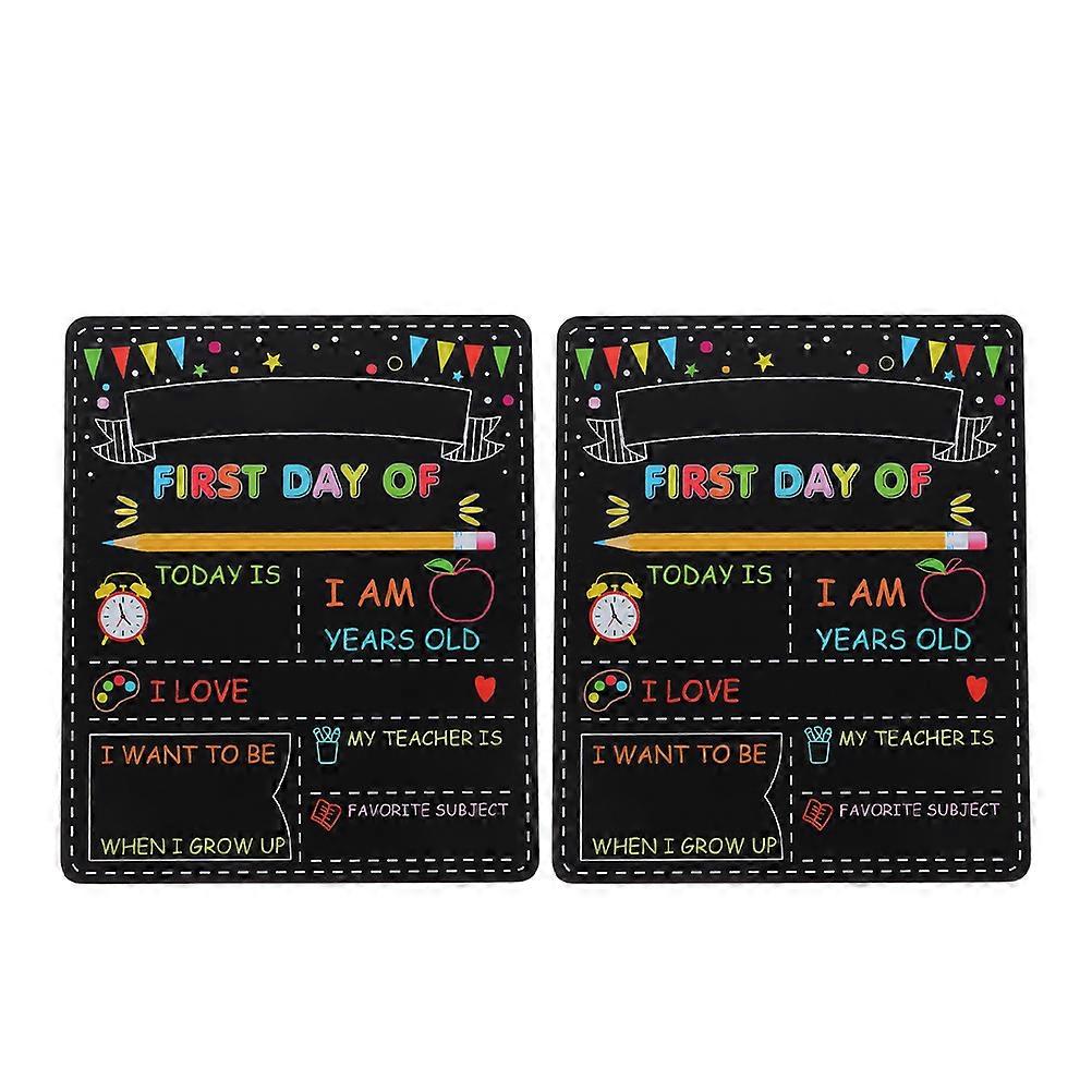 First Day School Board Sign Reusable Double Sided Wooden Chalkboard 2Pcs