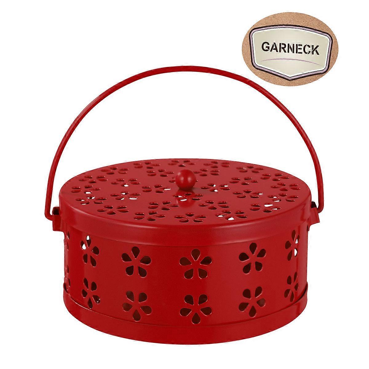 Red Metal Hollow Out Design Storage Container For Teahouse Use 1Set