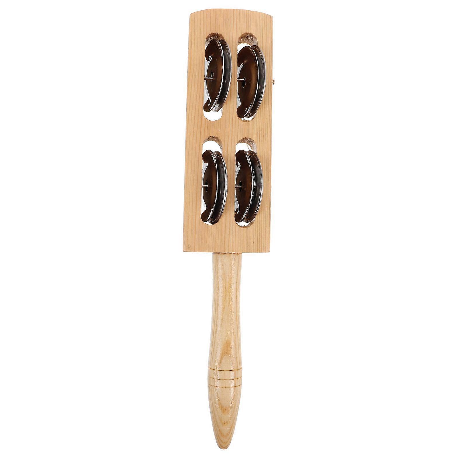 Christmas Wooden Hand Jingle Bell Stick with Sleigh Bells – Safe, Smooth Surface Percussion Instrument for Auditory Development, Group Play, and Easy